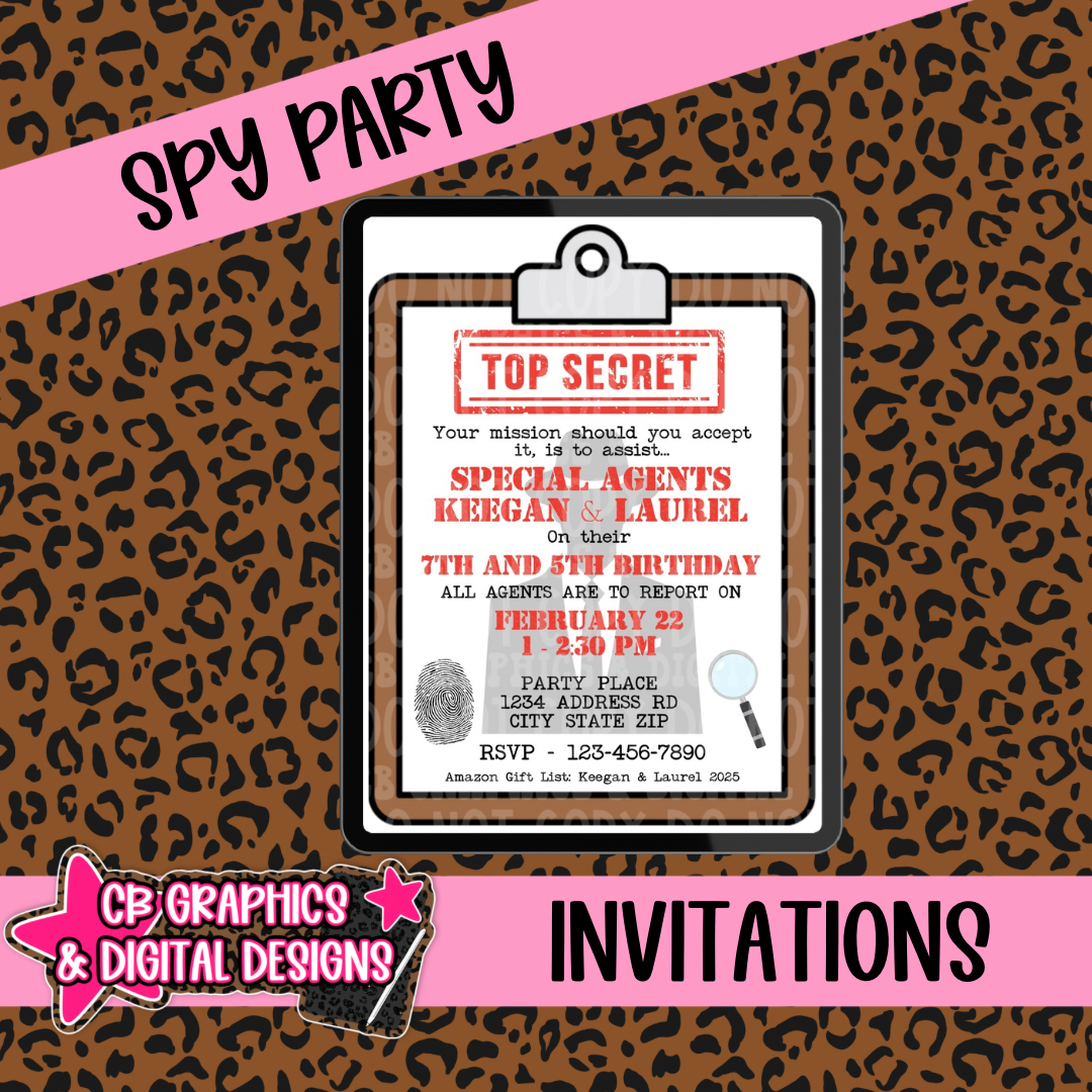 Top Secret Spy Party Invite