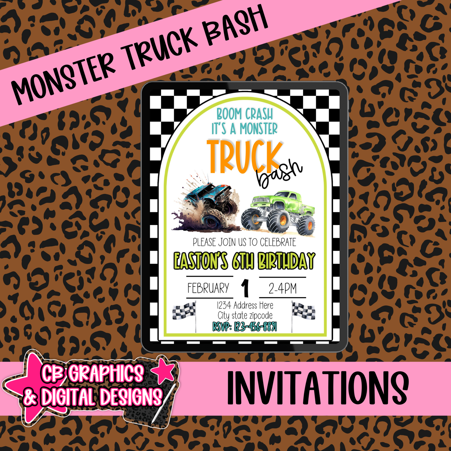 Monster Truck Bash Invite