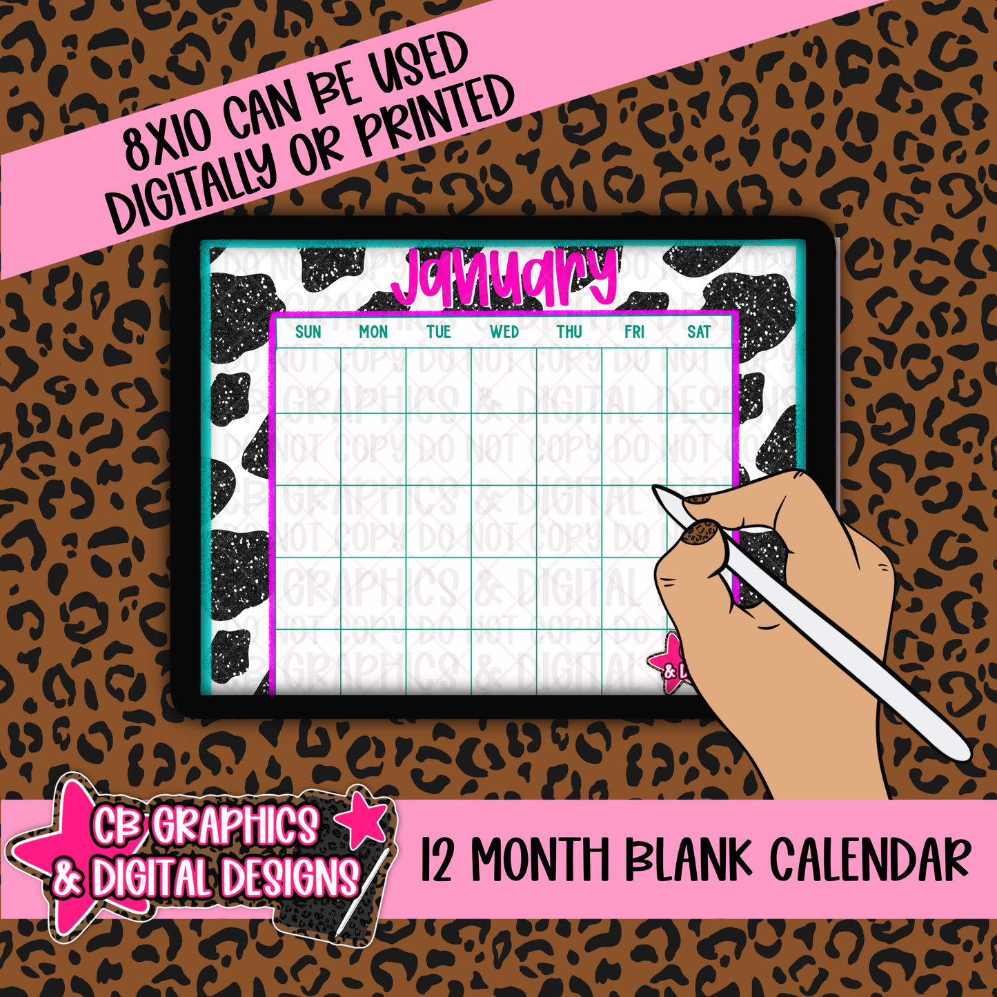 12 Month Blank Custom Calendar