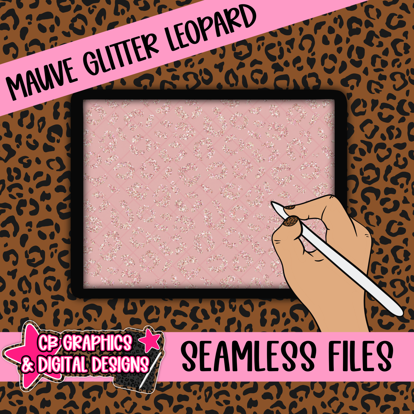 Mauve Glitter Leopard Seamless File