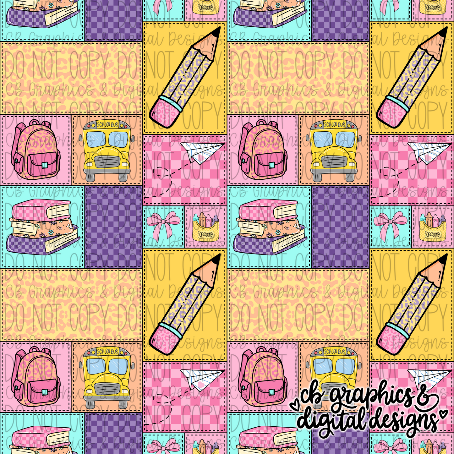 Girly School Patchwork Seamless File