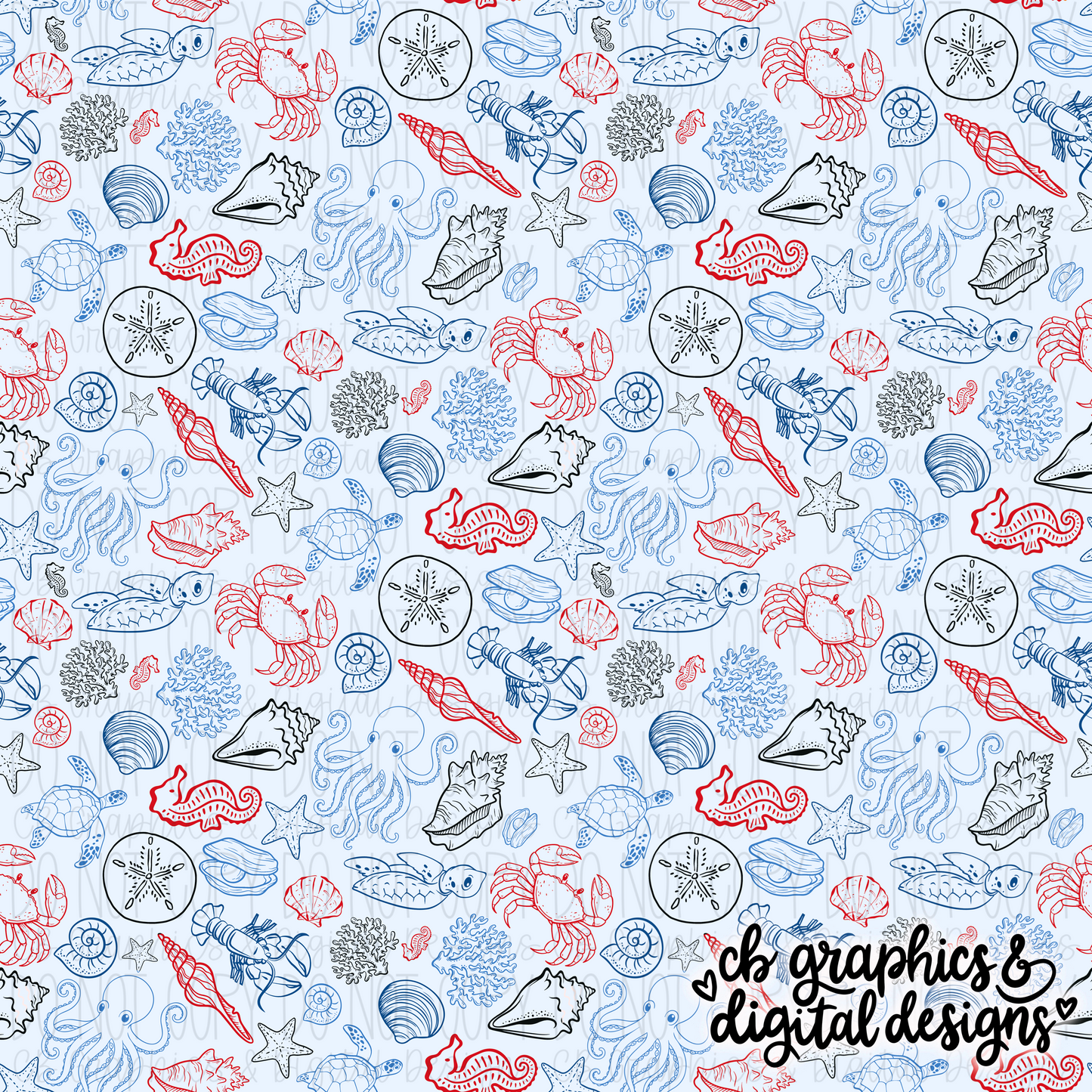 Blue Doodle Sea Seamless File