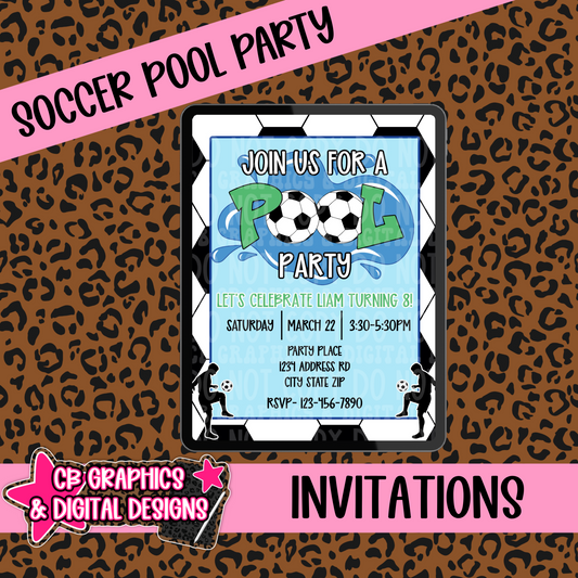 Soccer Pool Party Invite