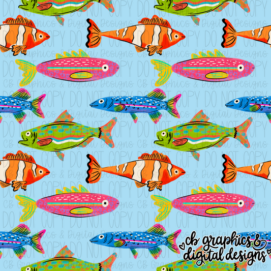 Blue Colorful Fish Seamless File