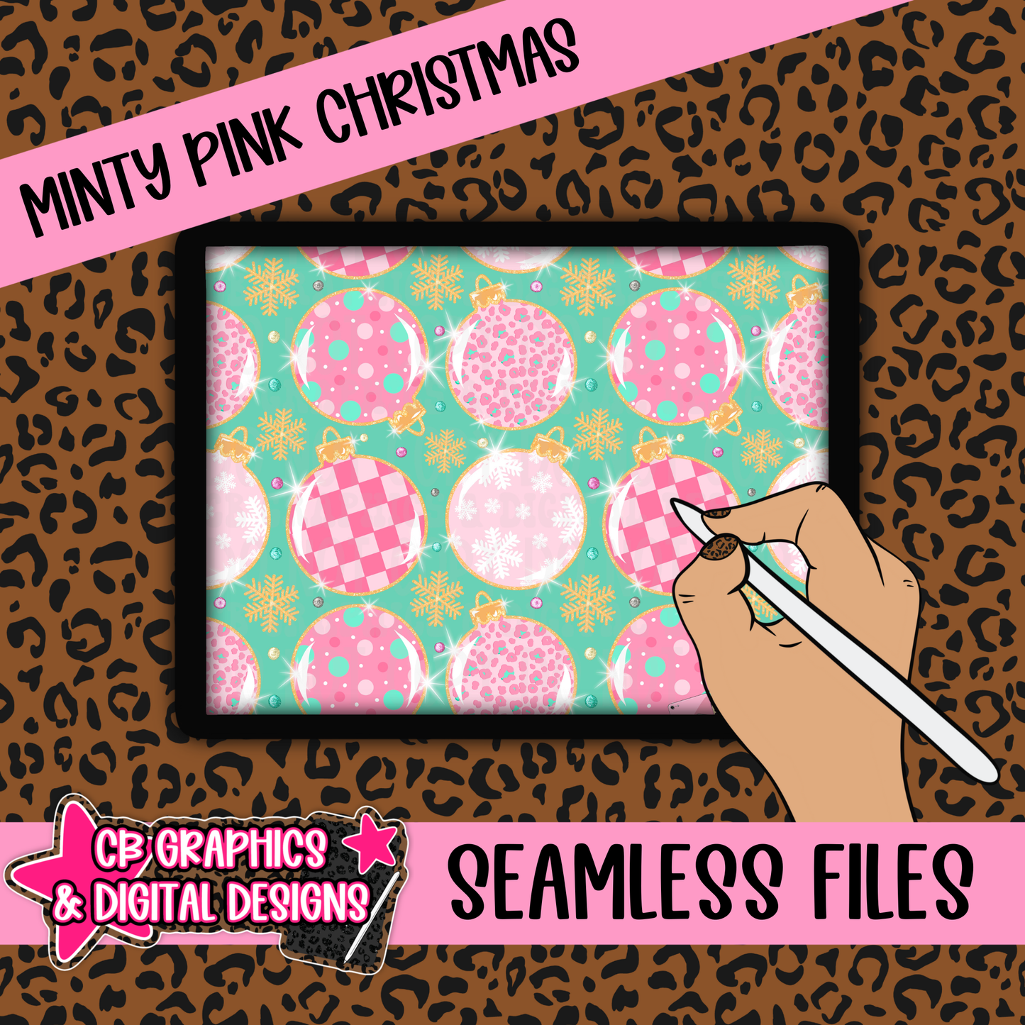 Minty Pink Christmas Seamless File