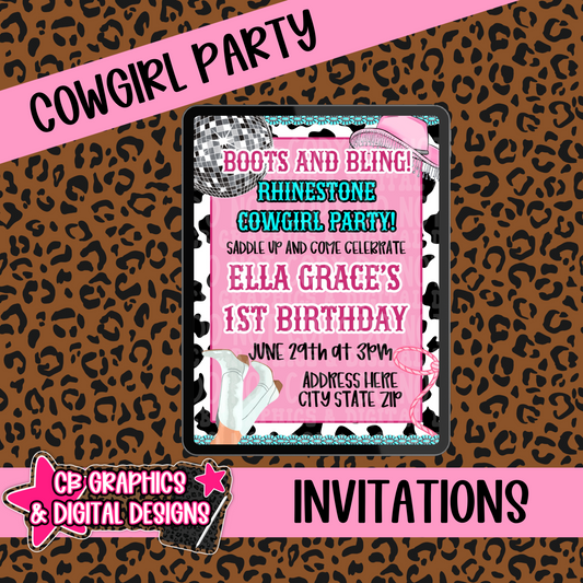 Cowgirl Party Invite