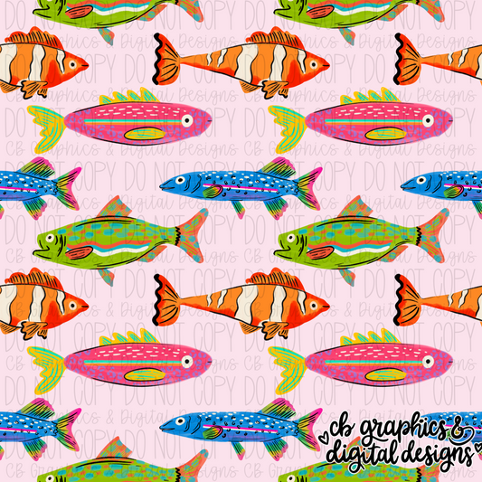 Pink Colorful Fish Seamless File