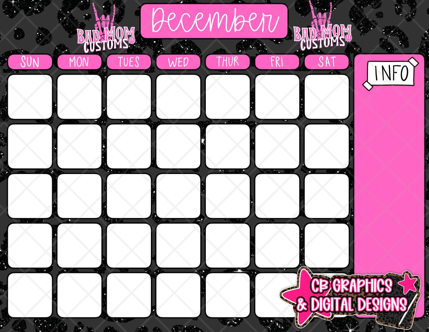 12 Month Blank Custom Calendar