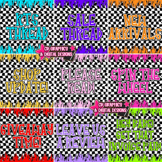 Checker & Flame Group Graphics Bundle