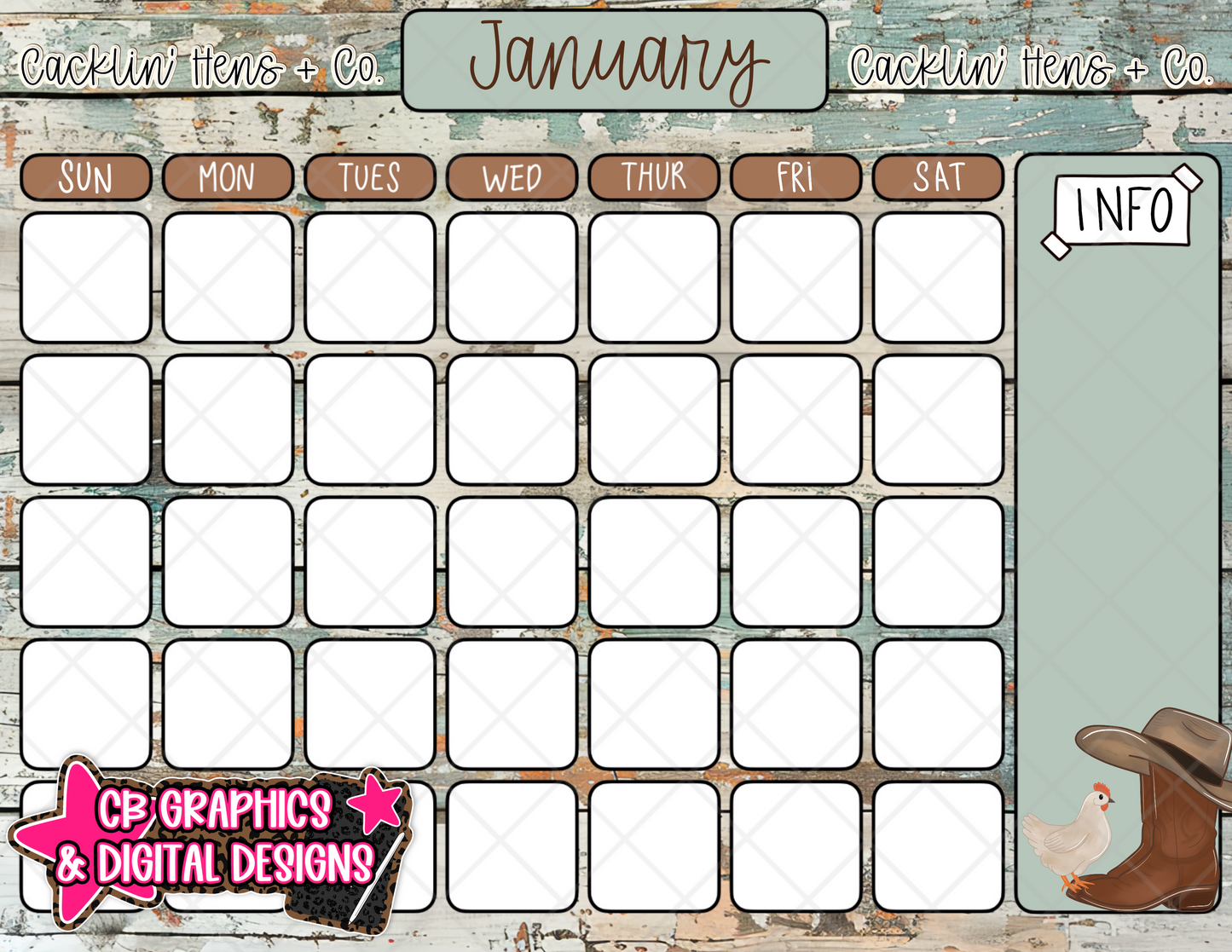 12 Month Blank Custom Calendar