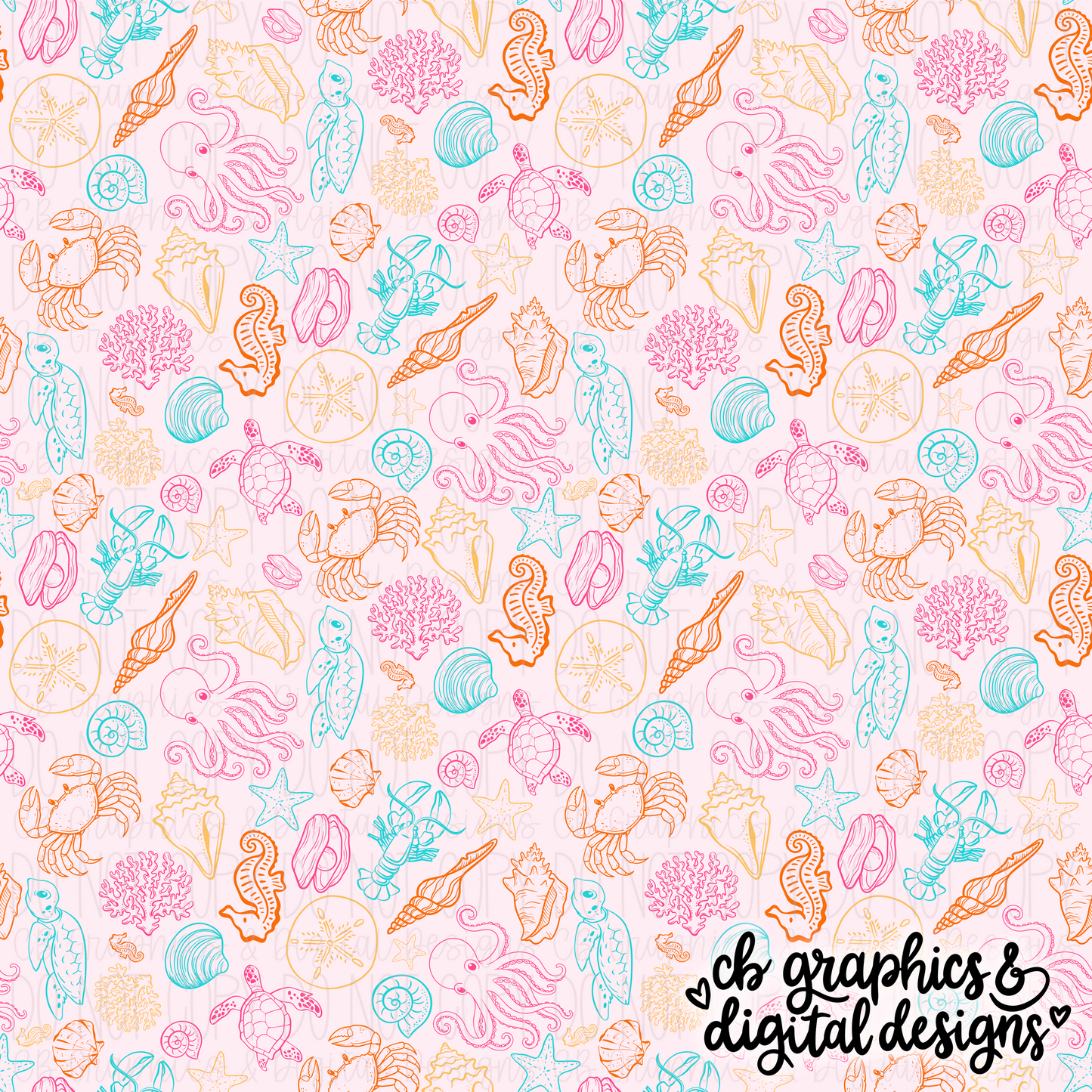 Pink Doodle Sea Seamless File