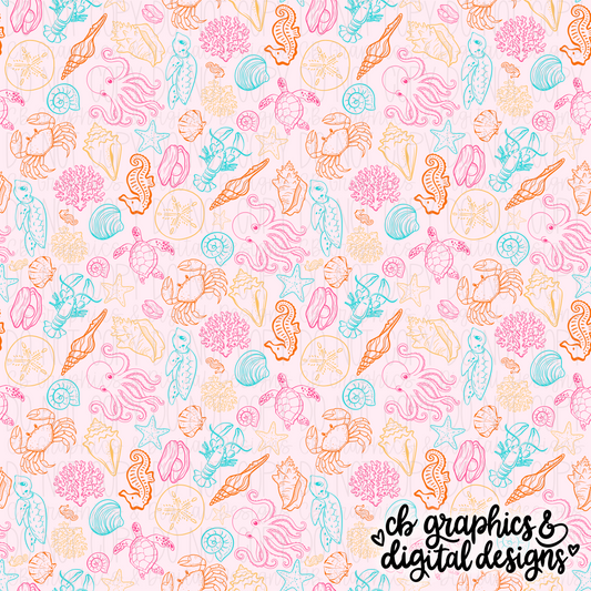Pink Doodle Sea Seamless File