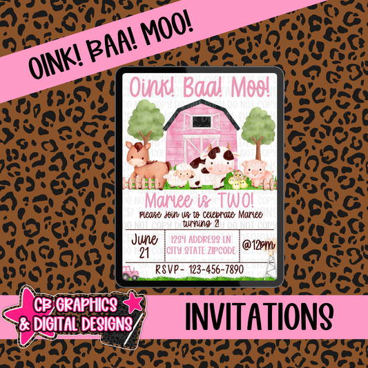 Oink Baa Moo Invite