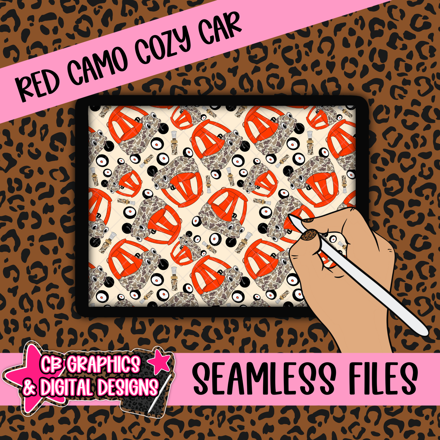 Red Camo Cozy Car Seamless File