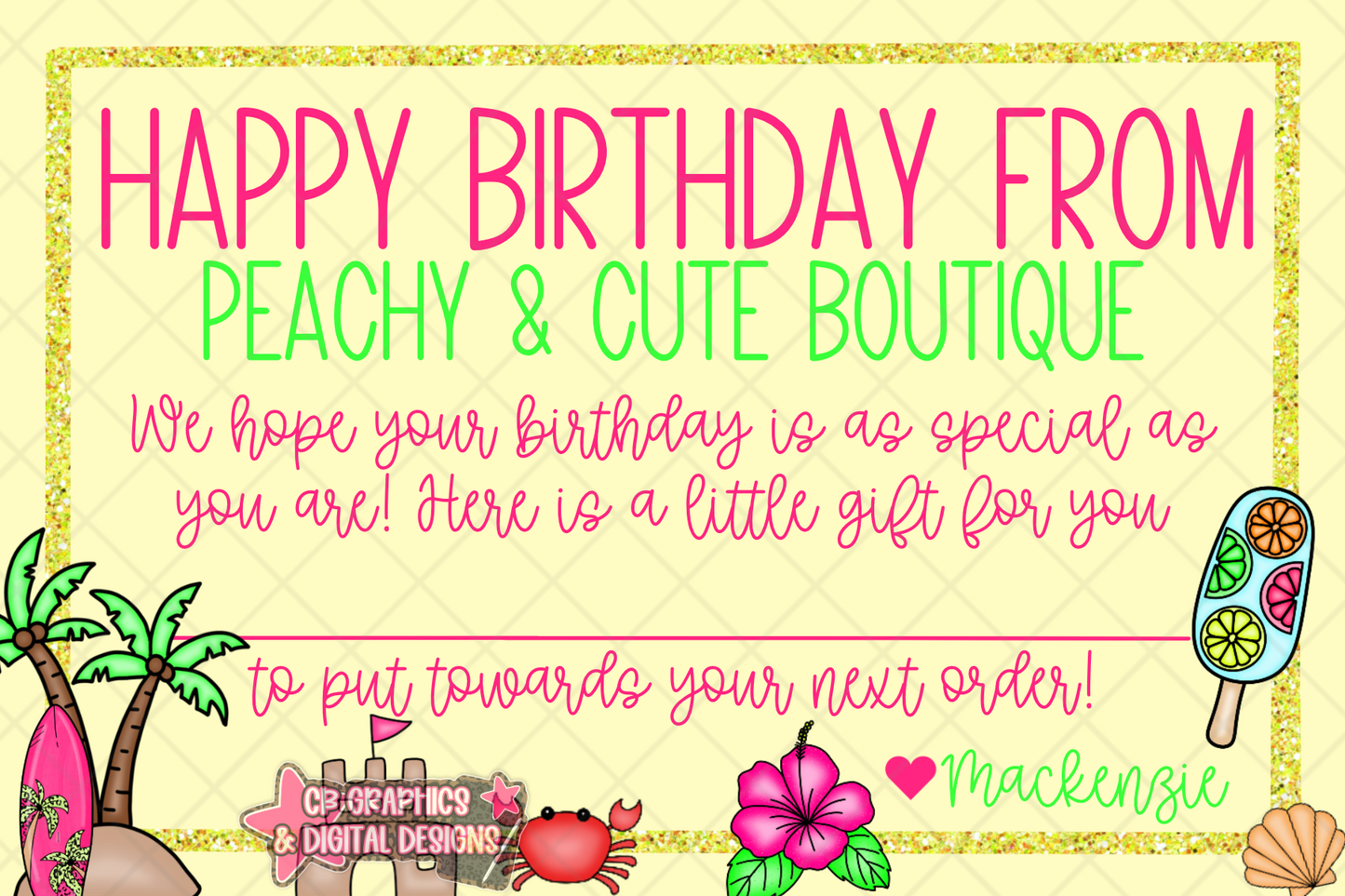 12 Monthly Themed Birthday Cards (semi-custom)