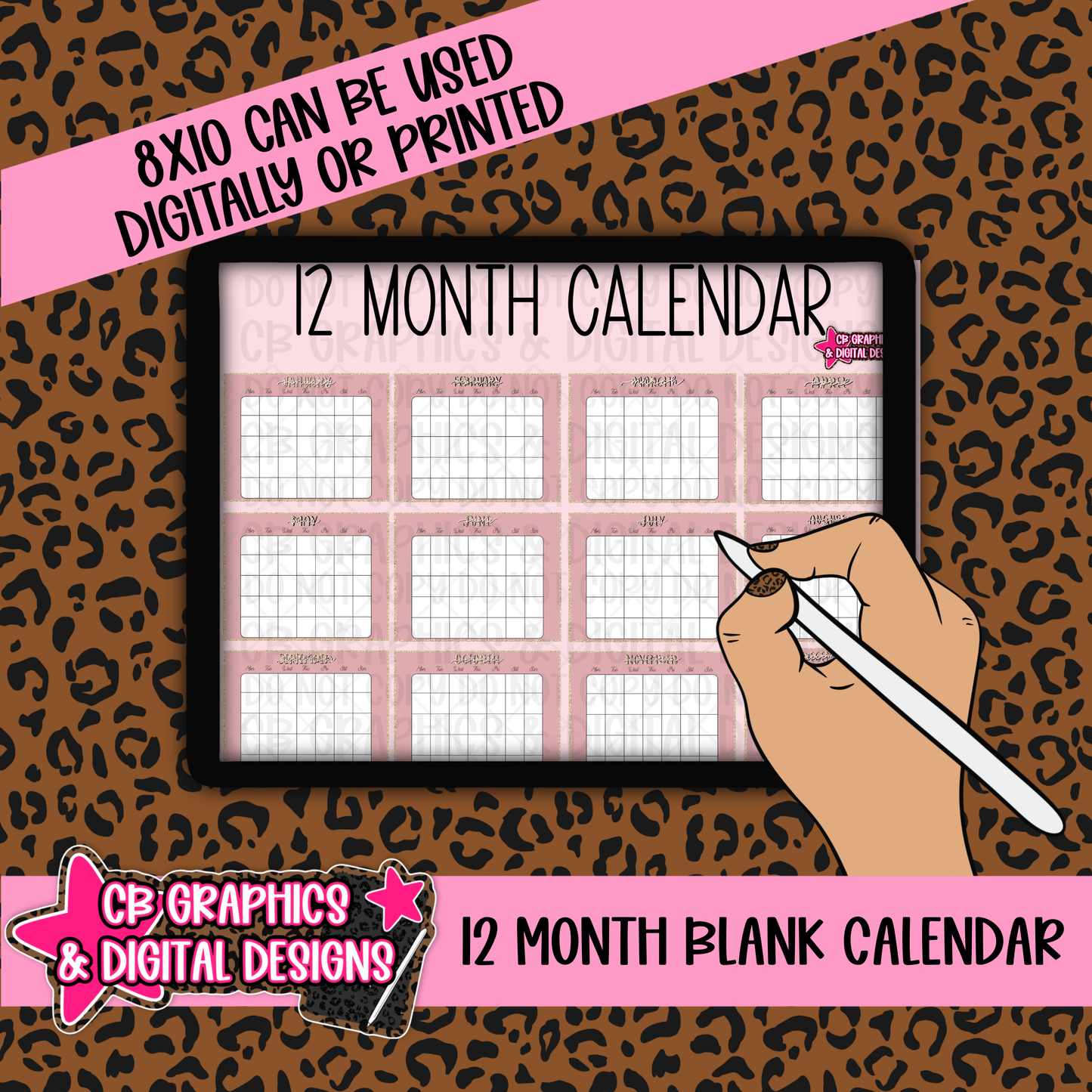 12 Month Blank Custom Calendar