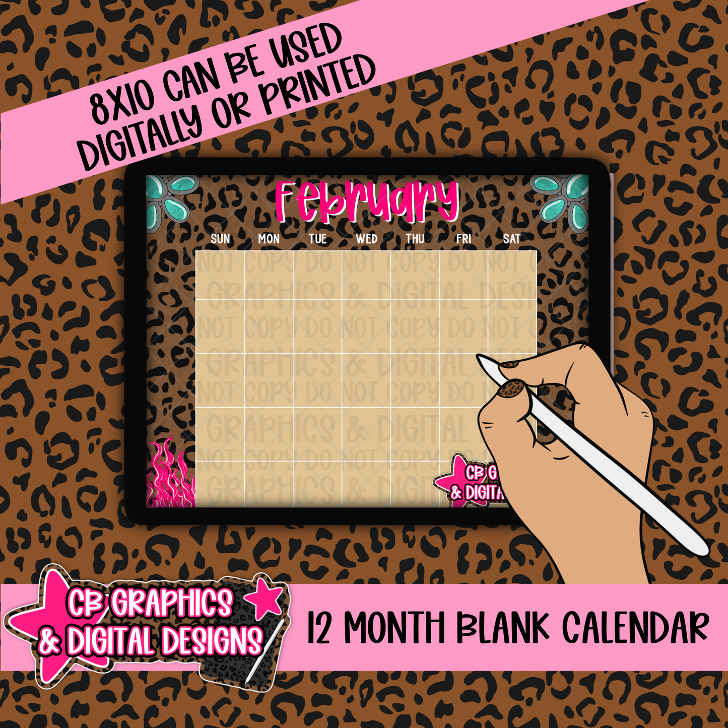 12 Month Blank Custom Calendar