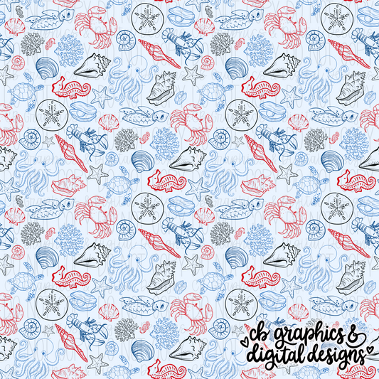 Blue Doodle Sea Seamless File